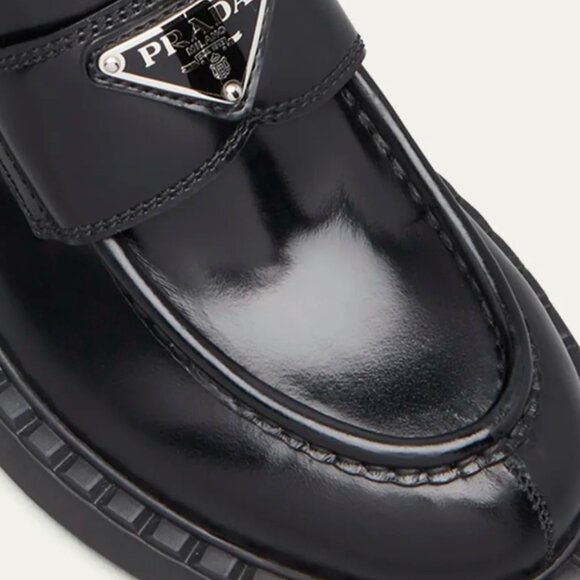 Prada Leather Triangle Logo Loafers - Picture 2 of 4